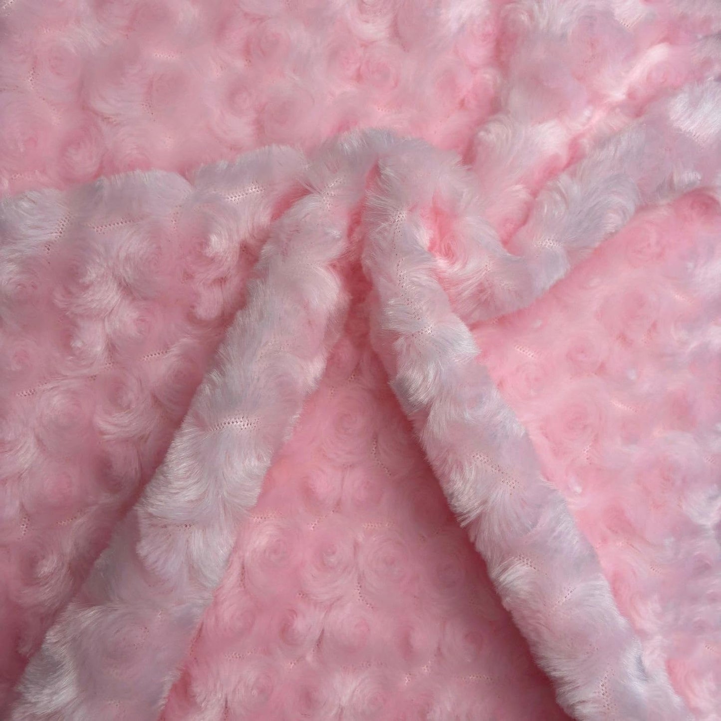 Rose Faux Fur Fabric Rosebud Plush Soft Minky Fabric for DIY Craft Costumes Pillows Dolls 19.6x19.6 Inch (Pink)