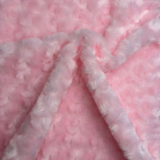 Rose Faux Fur Fabric Rosebud Plush Soft Minky Fabric for DIY Craft Costumes Pillows Dolls 19.6x19.6 Inch (Pink)