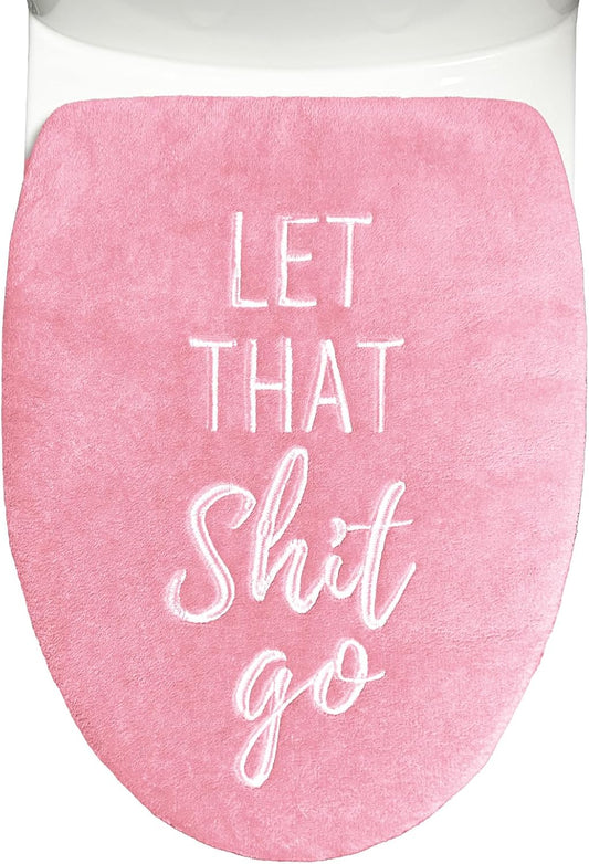 Funny Bathroom Decor Toilet Lid Cover Pink Bathroom Accessories Soft Fun Seat Covers 17.5"x15" Restroom Fits Most Oblong Round Elongated Toilet Lid Cute Home Room Decorations Pink