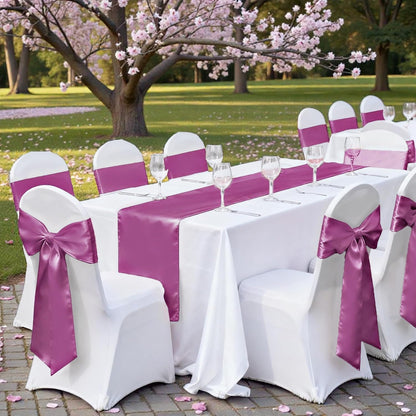 MDS® Pack of 25 Satin Chair Sashes for Weddings and Events Decor, Reusable Chair Bows for Banquet Chairs, Reception, Bridal Shower, Baby Shower, Birthday Party & Holiday Celebrations - Dusty Pink