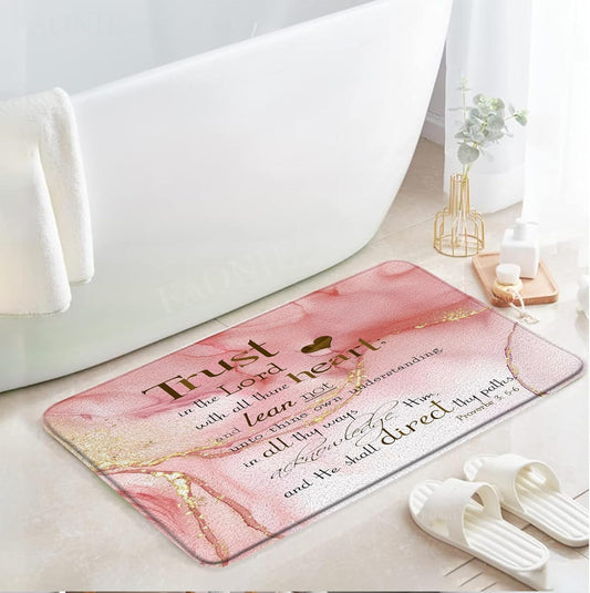 Marble Bathroom Rugs Inspirational Quotes Stone Crack Texture Abstract Art Flannel Memory Foam Mat Bath Kitchen Doorway Aisle Carpet 17.71 x 29.52 Inch