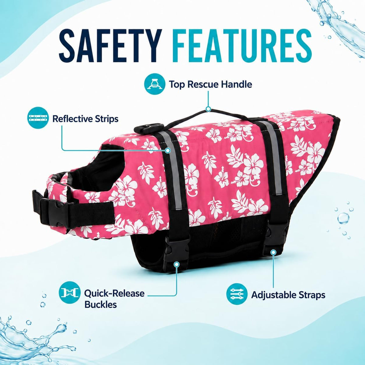 Dog Life Jacket Swimming Vest - Small Puppy Pool Float, Cat Boating Clothes
