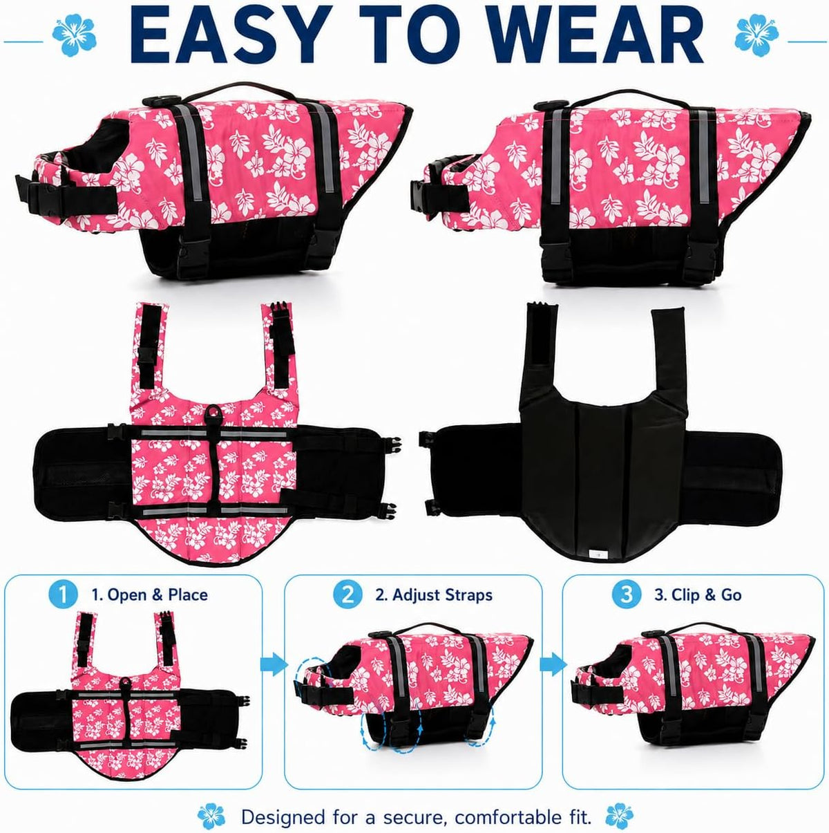 Dog Life Jacket Swimming Vest - Small Puppy Pool Float, Cat Boating Clothes