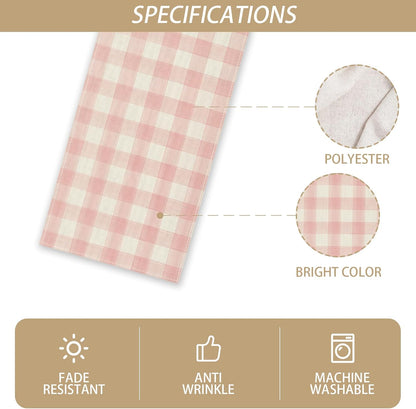Watercolor Pink White Buffalo Check Plaid Table Runner Gingham Tablecloth Farmhouse Spring Summer Easter Home Kitchen Table Decorations-13×72''(Pink and White)