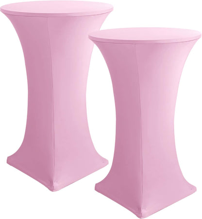 Spandex Light Pink Cocktail Table Covers for 30-32 Inch High Top Pub 2 Pack