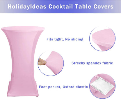 Spandex Light Pink Cocktail Table Covers for 30-32 Inch High Top Pub 2 Pack