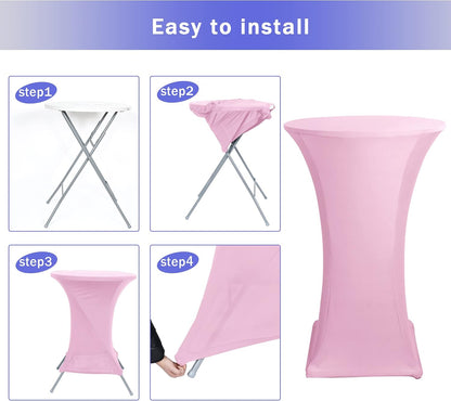 Spandex Light Pink Cocktail Table Covers for 30-32 Inch High Top Pub 2 Pack