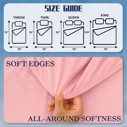 Cooling Blanket King Size, Pink Summer Blanket for Hot Sleeper and Night Sweats, Lightweight Soft Q-Max>0.4 Arc-Chill Cool Blanket