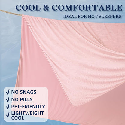 Cooling Blanket King Size, Pink Summer Blanket for Hot Sleeper and Night Sweats, Lightweight Soft Q-Max>0.4 Arc-Chill Cool Blanket
