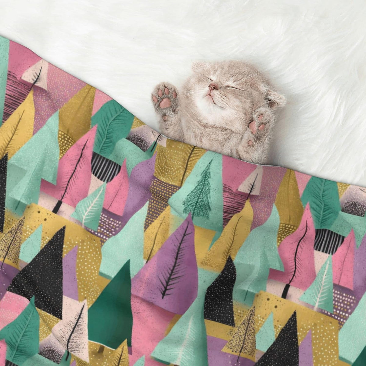 Waterproof Dog Blanket Soft Pet Blanket for Puppy Cat, Fleece Cat Throw Blankets for Furniture Bed Couch Sofa Reversible - Pastel Christmas Trees On Pink 3
