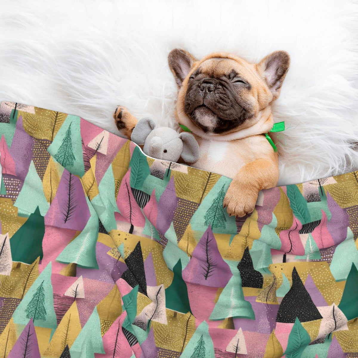 Waterproof Dog Blanket Soft Pet Blanket for Puppy Cat, Fleece Cat Throw Blankets for Furniture Bed Couch Sofa Reversible - Pastel Christmas Trees On Pink 3