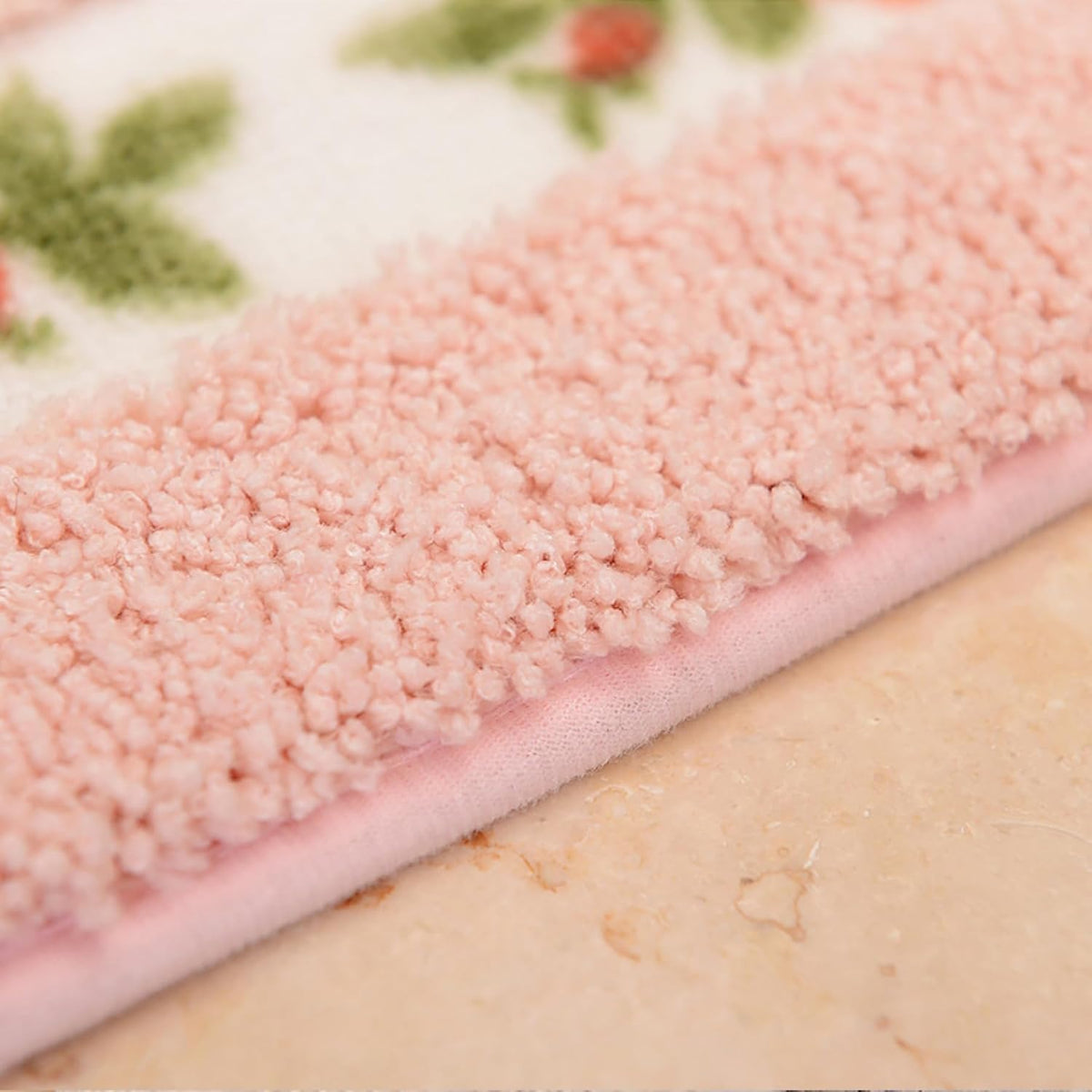 Soft Floral Area Rug Washable Elegant Shabby Rose Rug (Pink)