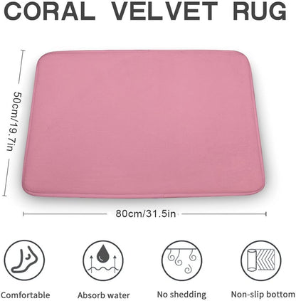 Solid Color Pastel Pink Bathroom Rugs, Non Slip & Absorbent Bath Mat Carpets for Bathroom, Entryway or Sink 20" x 32"