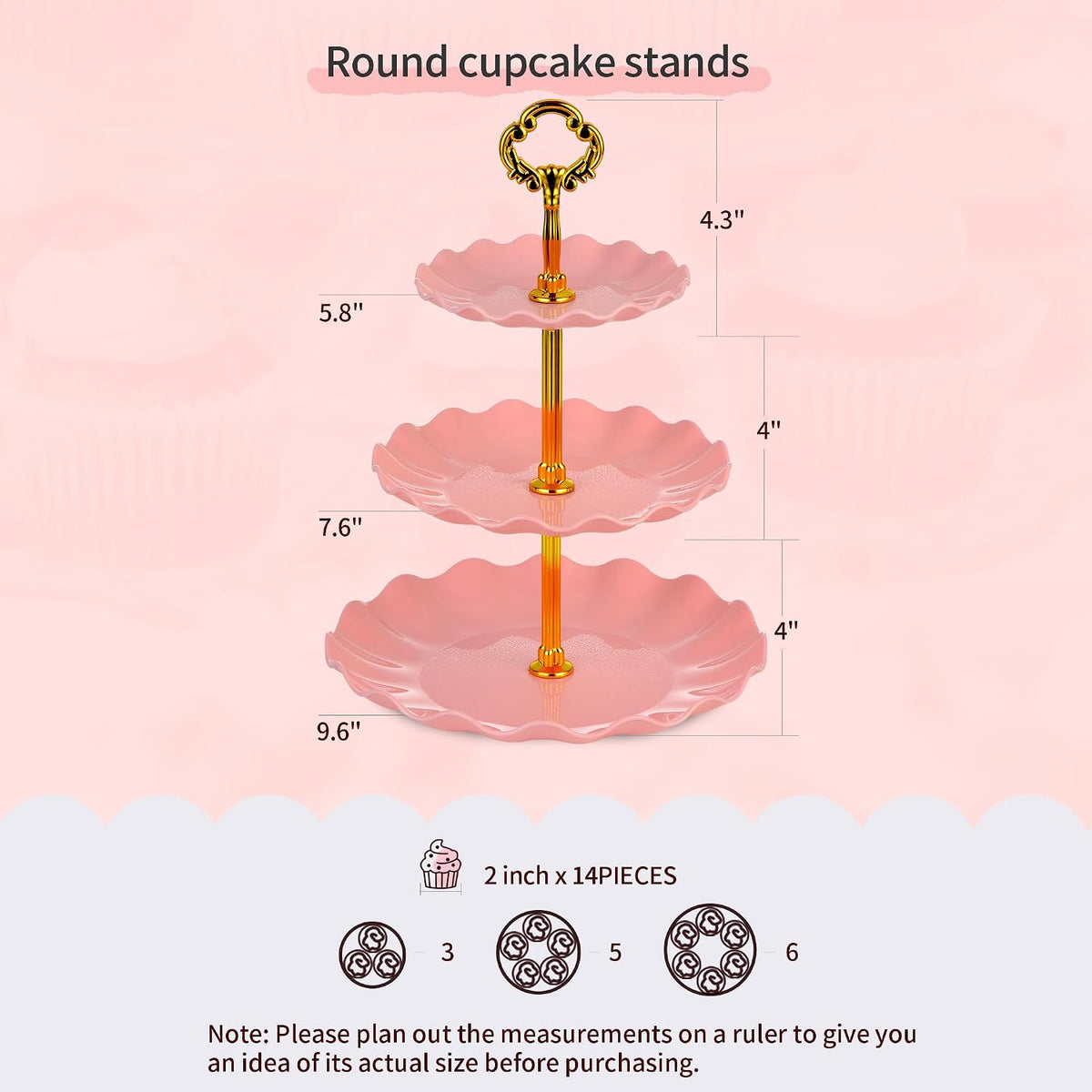 Pack of 11 Cake Stand Set of Cupcake Stand, Tray & Table Cloth (Pink)