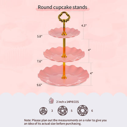 Pack of 11 Cake Stand Set of Cupcake Stand, Tray & Table Cloth (Pink)