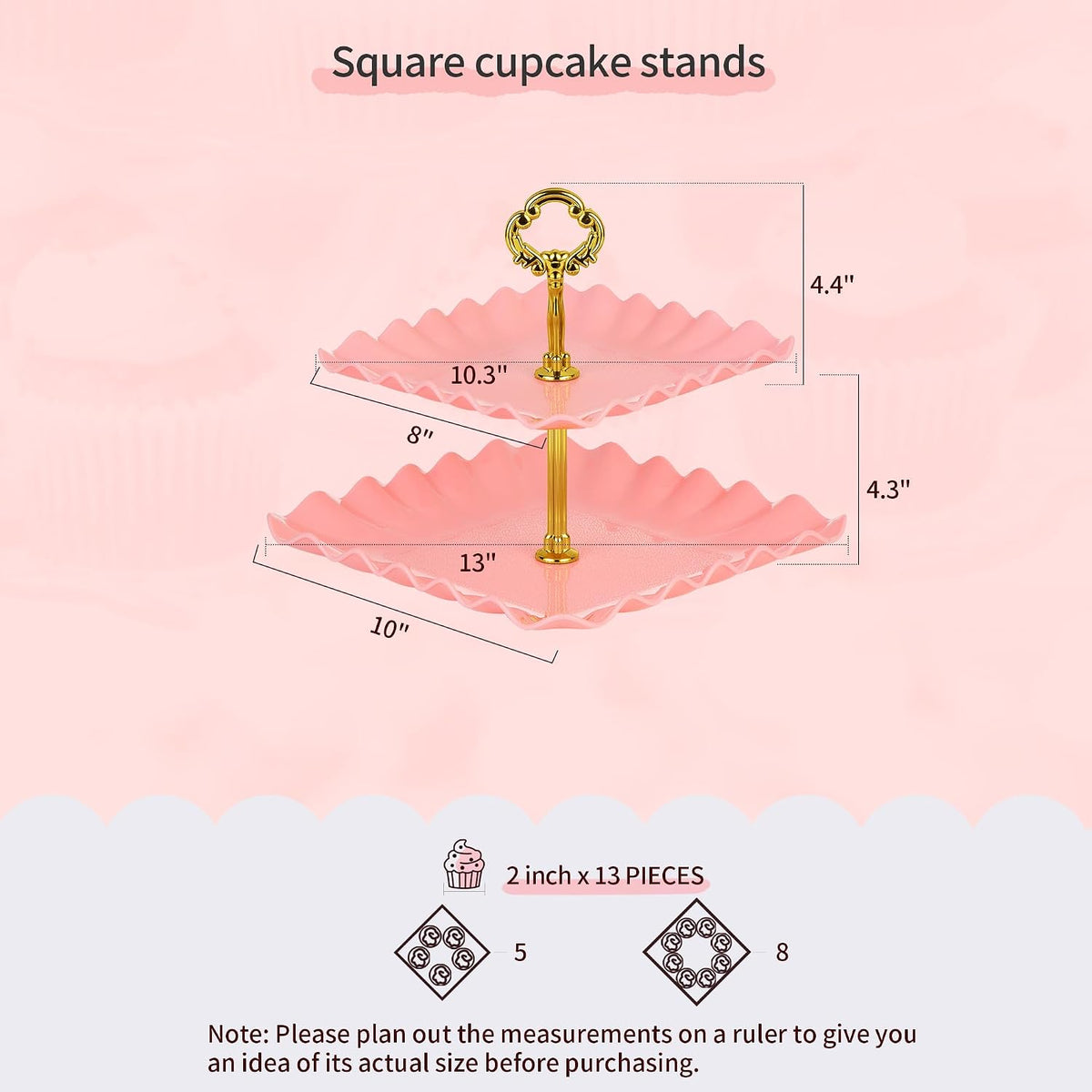 Pack of 11 Cake Stand Set of Cupcake Stand, Tray & Table Cloth (Pink)