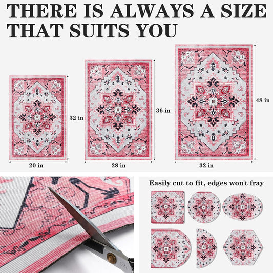 Cat Litter Mat, 28”x36” Medium Non-Slip Urine Waterproof Litter Trapping Mat Easy to Clean Washable Litter Box Mat for Floor Soft on Kitty Paws, Indoor Food Mats Rug Pads for Bathroom Pink
