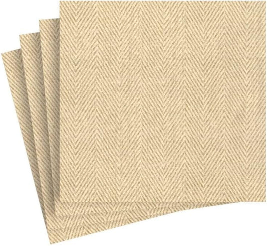 Caspari Natural Jute Paper Linen Cocktail Napkins, Two Packs of 15