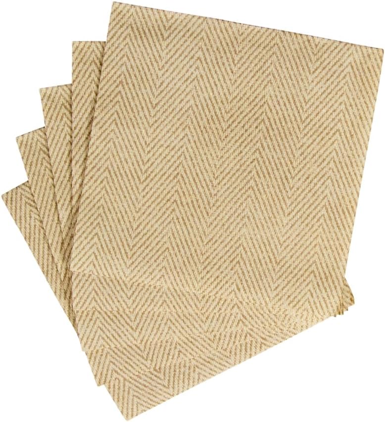 Caspari Natural Jute Paper Linen Cocktail Napkins, Two Packs of 15