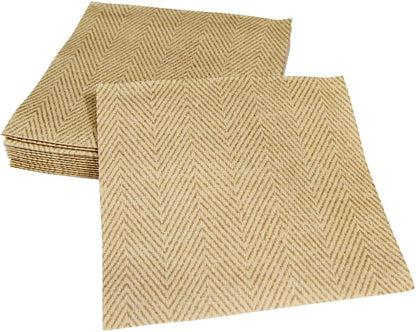 Caspari Natural Jute Paper Linen Cocktail Napkins, Two Packs of 15