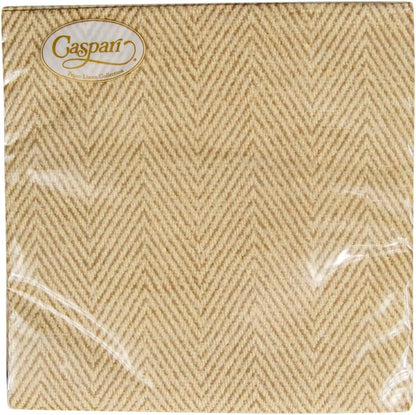 Caspari Natural Jute Paper Linen Cocktail Napkins, Two Packs of 15