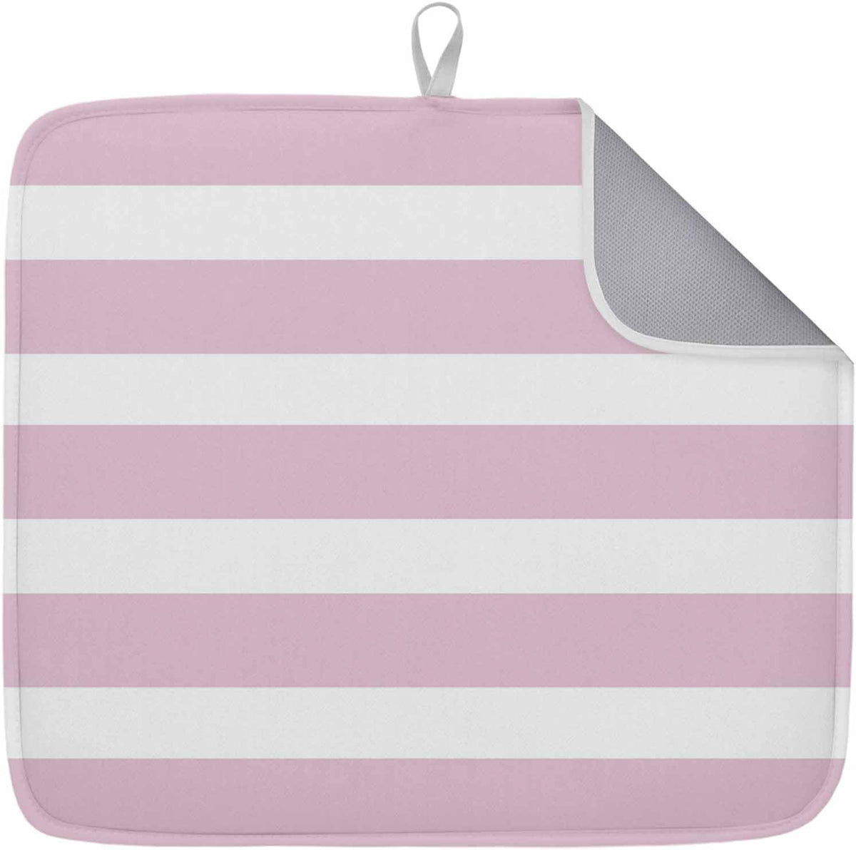 Modern Striped Lines Dish Drying Mat,16"18",Pink and White Super Absorbent Kitchen Mats Dish Drying Pad for Kitchen Counter
