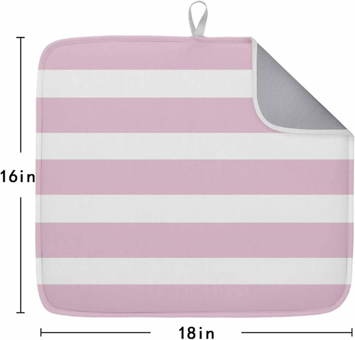 Modern Striped Lines Dish Drying Mat,16"18",Pink and White Super Absorbent Kitchen Mats Dish Drying Pad for Kitchen Counter