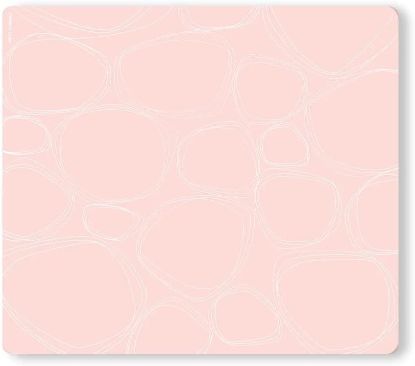 Set of 4-14 x 16 Placemats and Set of 4-4 x 4 Coasters, Silicone, BPA, PVC-Free, Dishwasher Safe, Pebbles Print in Blush