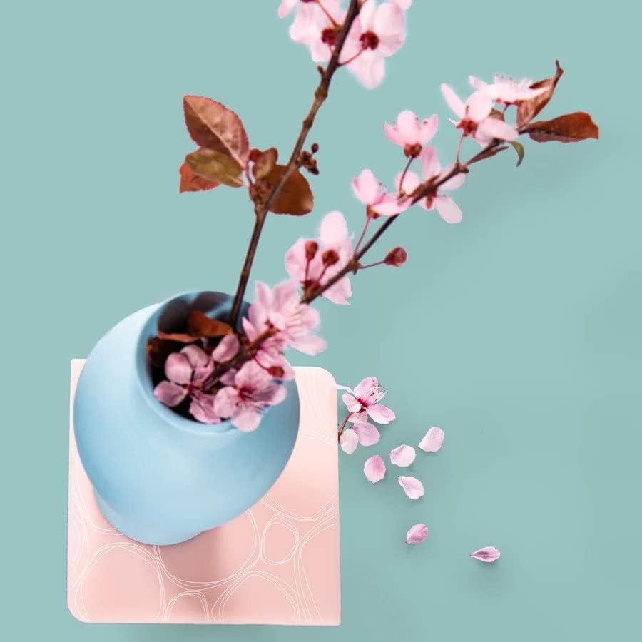 Set of 4-14 x 16 Placemats and Set of 4-4 x 4 Coasters, Silicone, BPA, PVC-Free, Dishwasher Safe, Pebbles Print in Blush