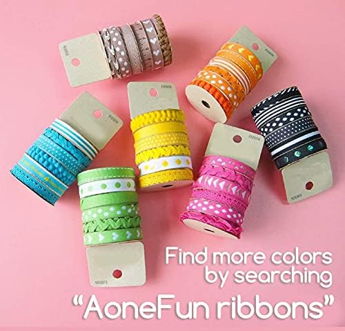 Pink Ribbon - Ribbons for Crafts Assorted Ribbon for Hair Cute Polka Dot Pom Pom Trim Pack Colorful RIC Rac Trim Set Cloth Thin Assortment Bundle Fabric Scraps for Crafts Fun Textured Variety Pack