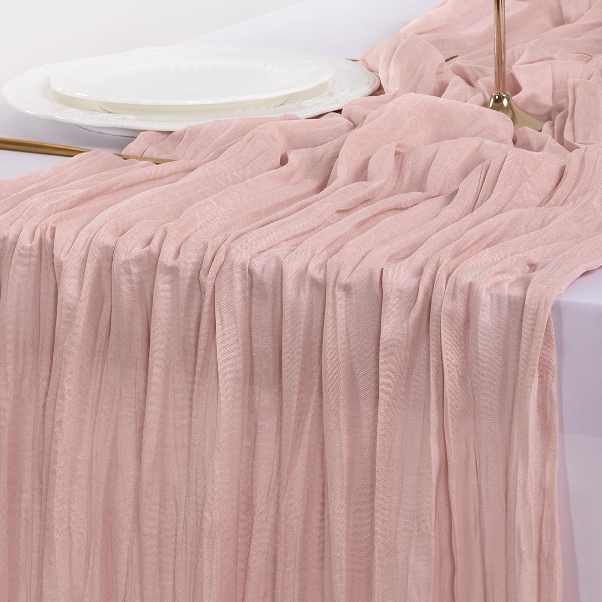 Pink Cheesecloth Table Runner Fall Boho Wedding Birthday Party Home Decor