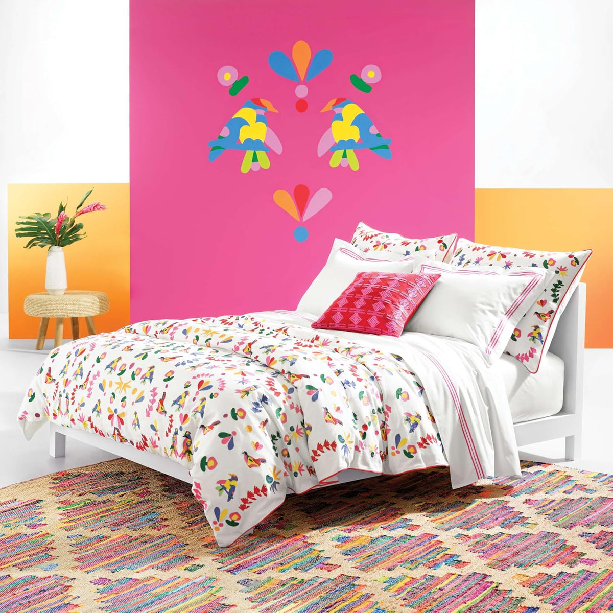 Trio Fuchsia Stripe Percale Cotton Duvet Sham, Standard