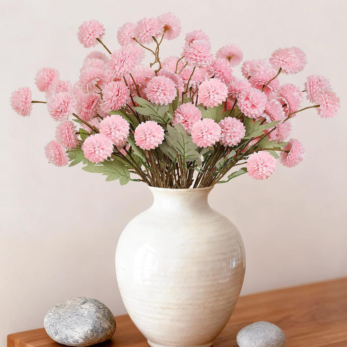 INQCMY Artificial Silk Mums 20" Faux Stem Kiku Flowers for Vase Home Decor