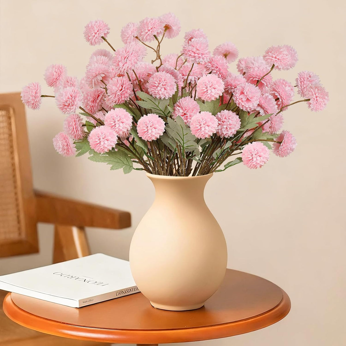 INQCMY Artificial Silk Mums 20" Faux Stem Kiku Flowers for Vase Home Decor