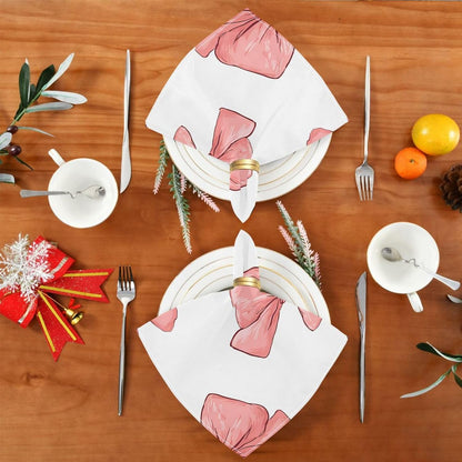 Dinner Napkins Set of 4 Cute Pinkish Bows Reusable Table Cloth Napkins for Indoor Outdoor Family Dinners Cocktail Parties Weddings Hotel Restaurant, 20 × 20 in