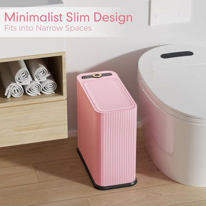 Bathroom Trash Can with Lid 13 Liter/ 3.5 Gallon Pink Trash Can with Pop-Up Lid Bedroom Trash Can Small Garbage Can with 150 Counts Trash Bags for Small Bathroom Bedroom Office