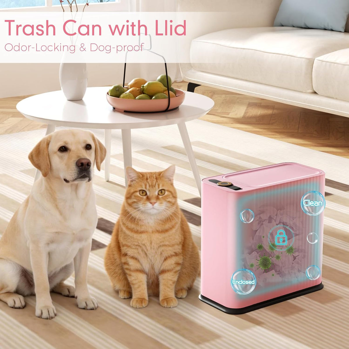 Bathroom Trash Can with Lid 13 Liter/ 3.5 Gallon Pink Trash Can with Pop-Up Lid Bedroom Trash Can Small Garbage Can with 150 Counts Trash Bags for Small Bathroom Bedroom Office