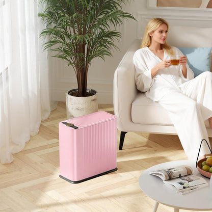 Bathroom Trash Can with Lid 13 Liter/ 3.5 Gallon Pink Trash Can with Pop-Up Lid Bedroom Trash Can Small Garbage Can with 150 Counts Trash Bags for Small Bathroom Bedroom Office