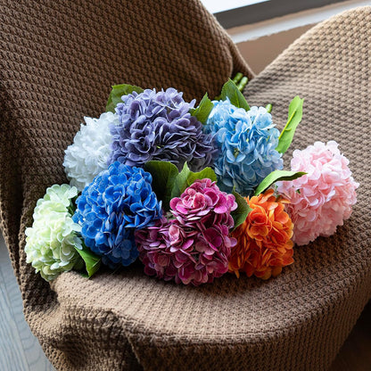 22in Soft Real Touch Hydrangea Artificial Flowers, Large Long Stem Latex Faux Flowers for Wedding Bouquet, Party, Home，Outdoor Garden Office Table Centerpieces,Front Porch,Light Green 4pcs