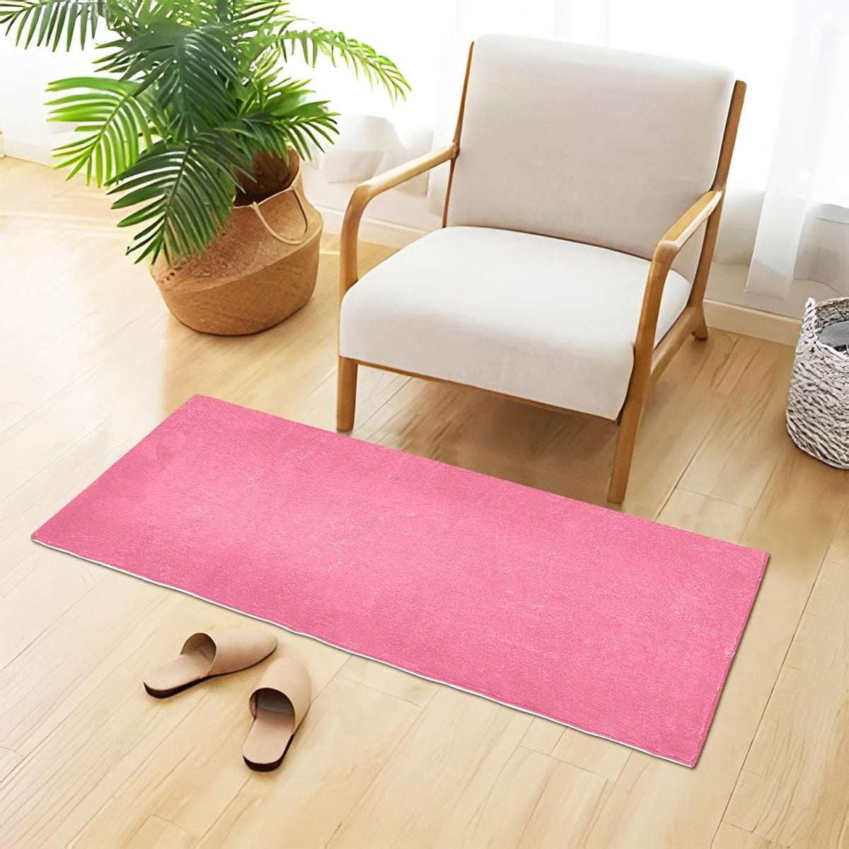 Plain Pink Solid Color Bath Mat, Dry Quickly Non Slip Absorbent Bath Rug, Soft Living Room Bedroom Home Floor Mats, Bath Mats for Bathroom, Tub and Shower 20" x 39"