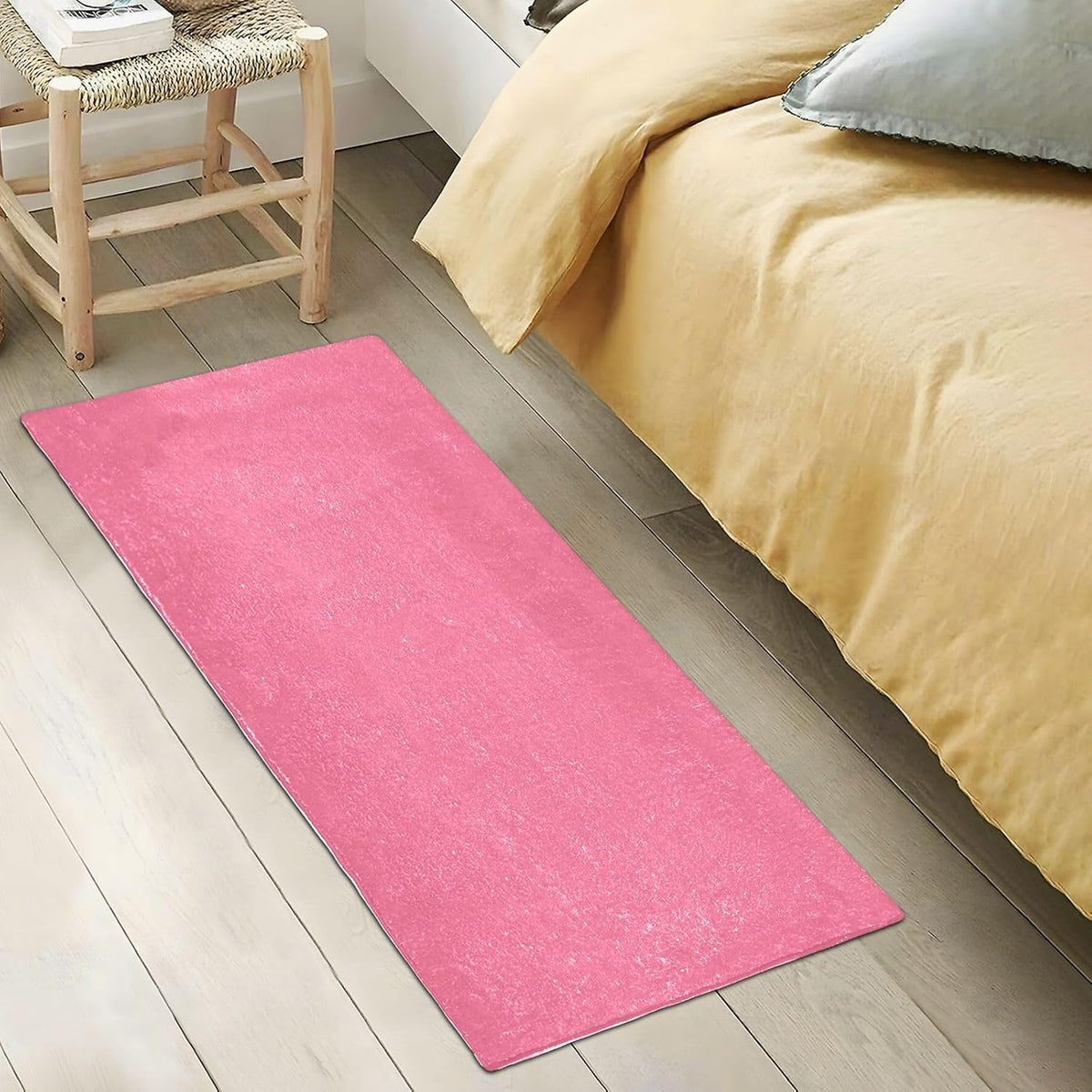 Plain Pink Solid Color Bath Mat, Dry Quickly Non Slip Absorbent Bath Rug, Soft Living Room Bedroom Home Floor Mats, Bath Mats for Bathroom, Tub and Shower 20" x 39"