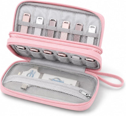 18-Slot USB Flash Drive Case, 2 Layer Thumb Drive Organizer, Pink