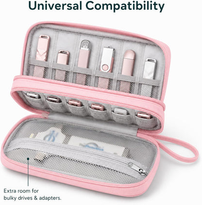 18-Slot USB Flash Drive Case, 2 Layer Thumb Drive Organizer, Pink
