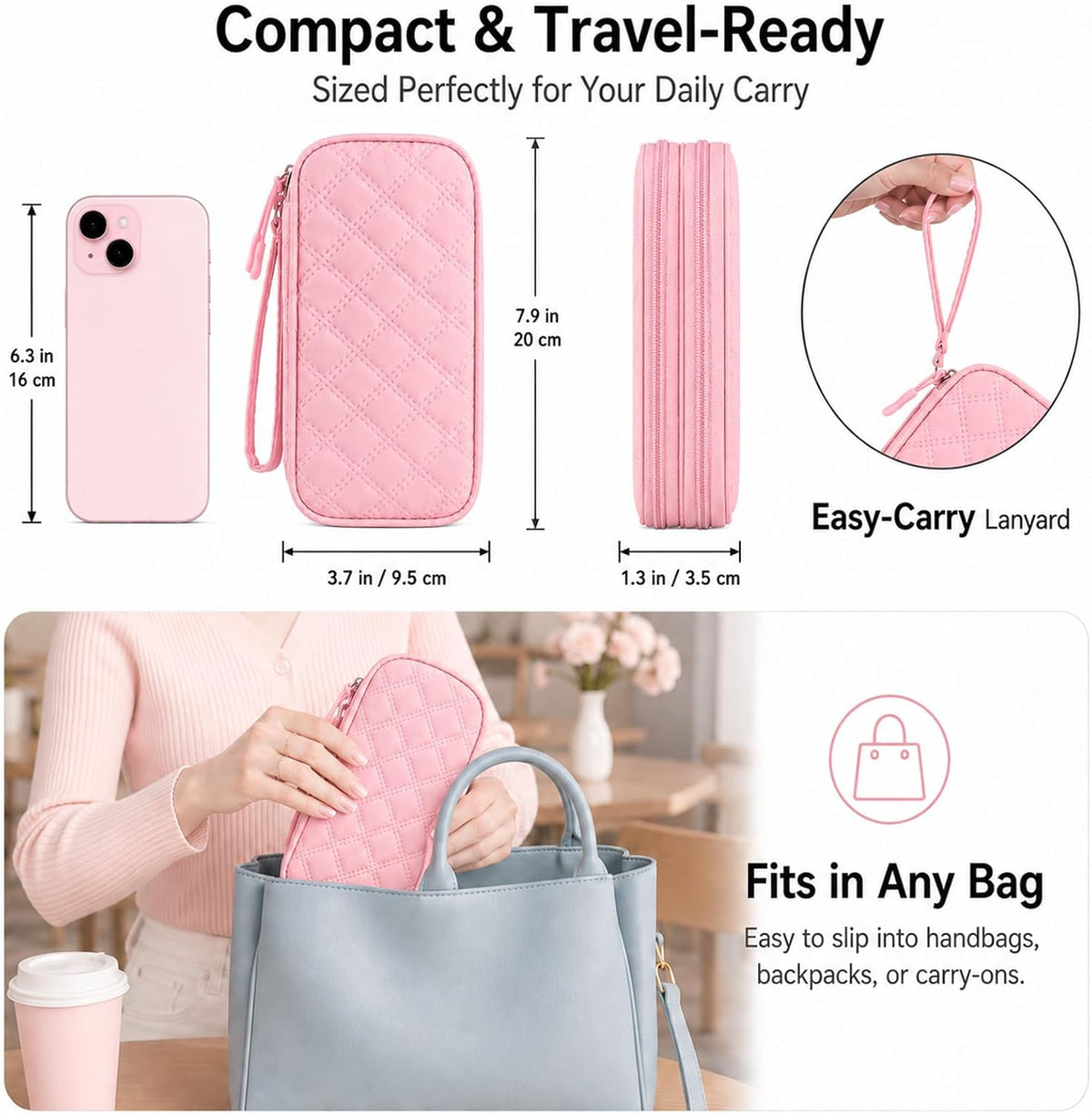 18-Slot USB Flash Drive Case, 2 Layer Thumb Drive Organizer, Pink
