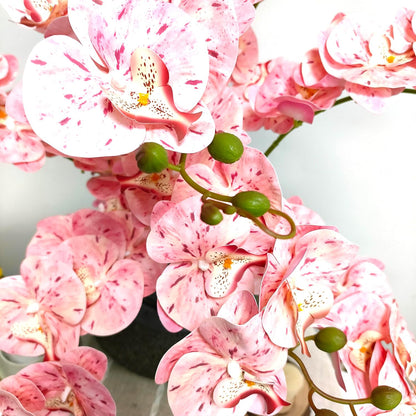 6 Pack Pink Orchid Artificial Flowers Real Touch, 32'' Artificial Fake Faux Silk Orchid Stem Bouquets for Wedding Party Home Garden Decor,Orquideas Artificiales para Decora (not Including Pot)