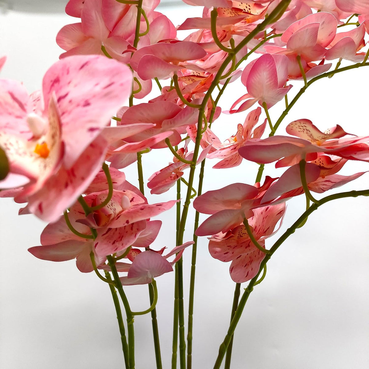 6 Pack Pink Orchid Artificial Flowers Real Touch, 32'' Artificial Fake Faux Silk Orchid Stem Bouquets for Wedding Party Home Garden Decor,Orquideas Artificiales para Decora (not Including Pot)