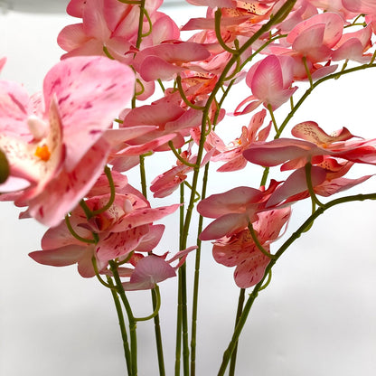 6 Pack Pink Orchid Artificial Flowers Real Touch, 32'' Artificial Fake Faux Silk Orchid Stem Bouquets for Wedding Party Home Garden Decor,Orquideas Artificiales para Decora (not Including Pot)