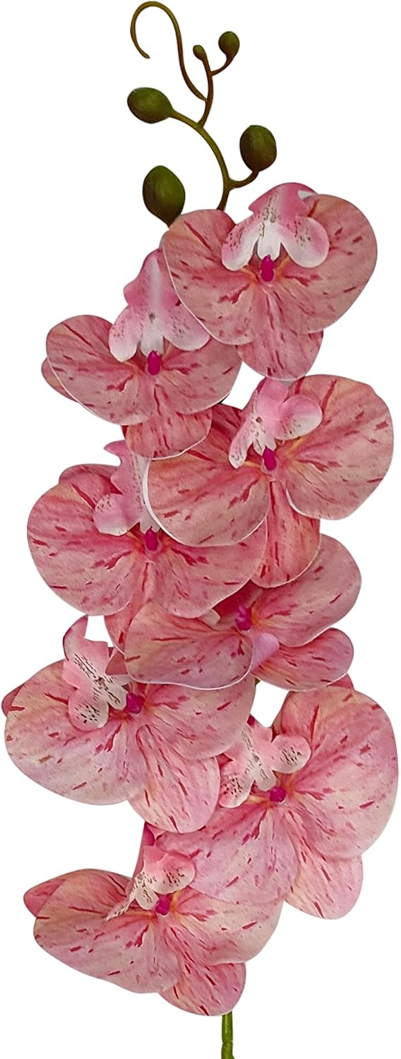 6 Pack Pink Orchid Artificial Flowers Real Touch, 32'' Artificial Fake Faux Silk Orchid Stem Bouquets for Wedding Party Home Garden Decor,Orquideas Artificiales para Decora (not Including Pot)