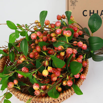 Artificial Plants Simulation Flowers Faux Berries Lifelike Hawthorn Branches for vases- 8 pcs -Pumpkin Orange