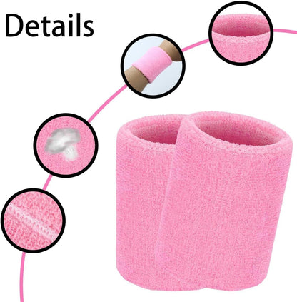 10 Piece Wrist Arm Sweatbands Tennis Wrist Bands Absorbent Sweatbands for Men and Women Football Basketball Running Athletic Sports and Working Out
